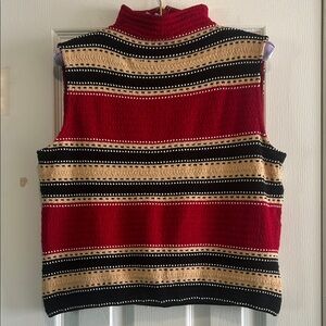 St. John Sport Rick Rack Stitch Knit Sleeveless Sweater Shell
